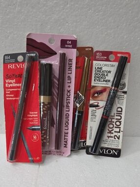 Revlon Matte Liquid Lipstick & Assorted Eyeliners - Wine, Red, Black #4